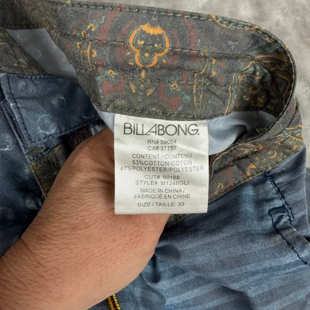 Billabong‎ Board Shorts Men Size 33 Blue Paisley Pocket Swim Trunks